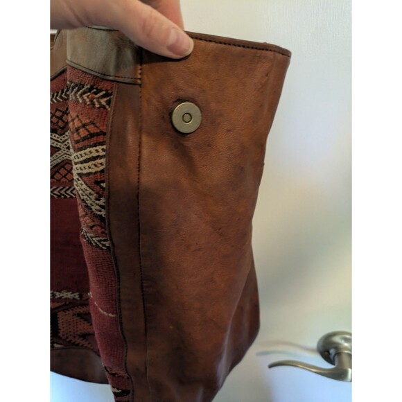 Free People Embellished Leather Weekender Tote Bag Vintage - Picture 4 of 9